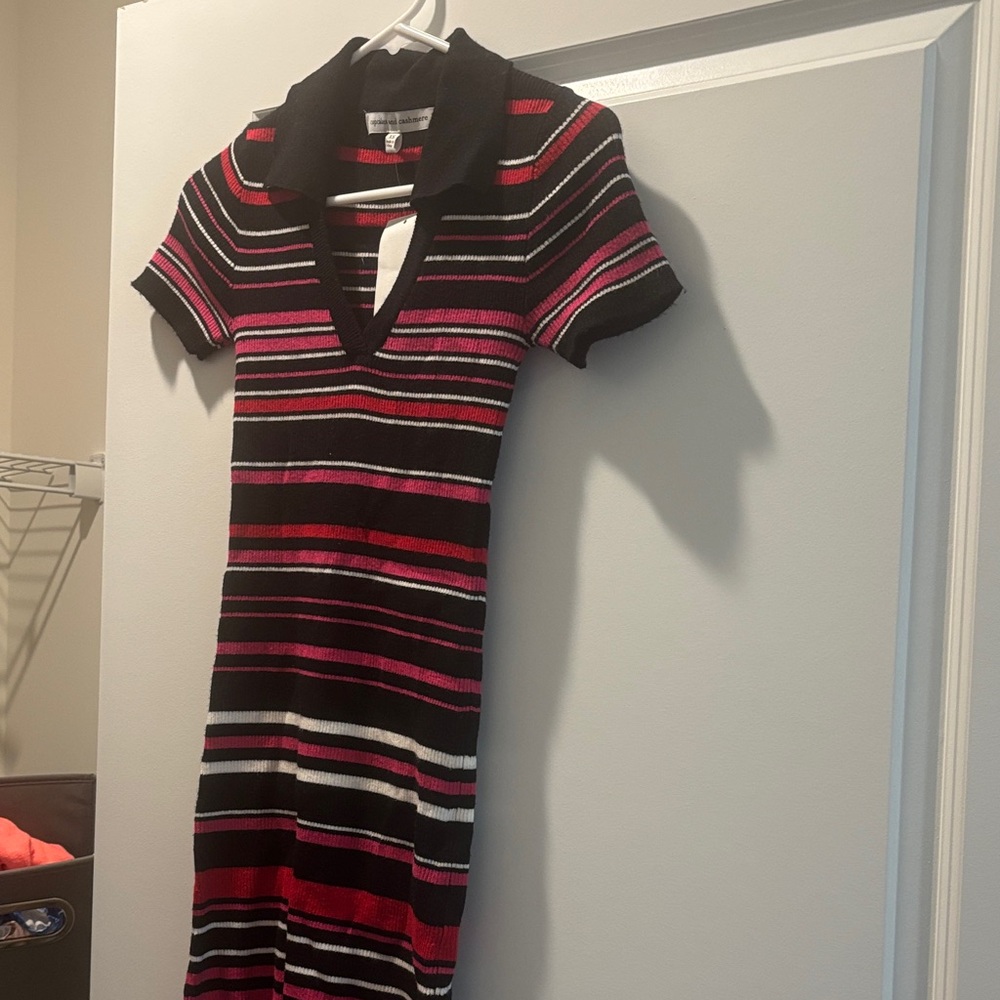 NWT cupcakes & cashmere Black, Pink, White Striped Mini Dress